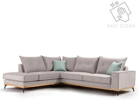 Γωνιακός καναπές δεξιά γωνία Luxury II pakoworld ύφασμα elephant-ciel 290x235x95εκ