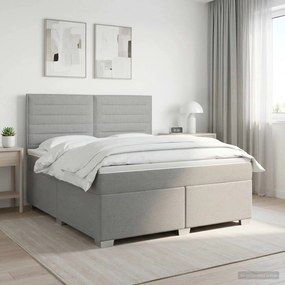 vidaXL Κρεβάτι box spring με στρώμα Ανοιχτό γκρι 160 x 200 cm Ύφασμα