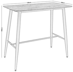 Τραπέζι BAR LAVIDA 120x60 Antique Oak, Μεταλ.Μαύρο