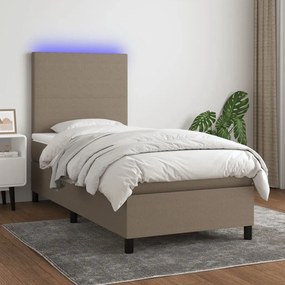 ΚΡΕΒΑΤΙ BOXSPRING ΜΕ ΣΤΡΩΜΑ &amp; LED TAUPE 90X190 ΕΚ. ΥΦΑΣΜΑΤΙΝΟ 3134681