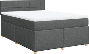 vidaXL Κρεβάτι Boxspring με Στρώμα Σκούρο Γκρι 140x200 εκ Υφασμάτινο
