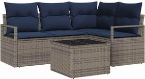 vidaXL Σετ Καναπέ 5 pcs Γκρι συνθετικό ρατάν