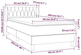 Κρεβάτι Boxspring με Στρώμα Σκούρο Πράσινο 90x200 εκ. Βελούδινο 3127652