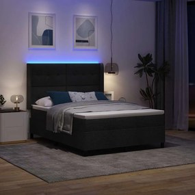 vidaXL LED Κρεβάτι με βάθρο με στρώμα Μαύρο 140 x 190 cm ύφασμα