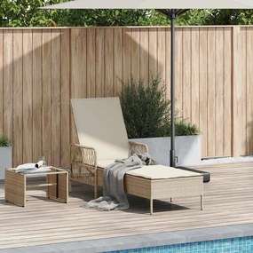 vidaXL Ξαπλώστρα με μαξιλάρι Μπεζ 157 x 55 x 92 εκ. συνθετικό ρατάν