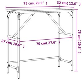 Τραπέζι Κονσόλα Sonoma Δρυς 75x32x75 εκ. Επεξεργασμένο Ξύλο - Καφέ