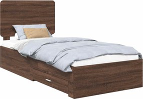 vidaXL Σκελετός Κρεβατιού Καφέ δρυς 75 x 190 cm Επεξεργασμένο ξύλο