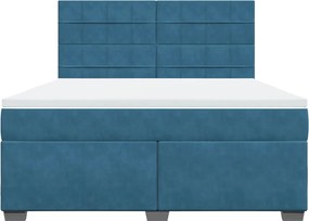 vidaXL Κρεβάτι Boxspring με Στρώμα Μπλε 180x200 εκ. Βελούδινο