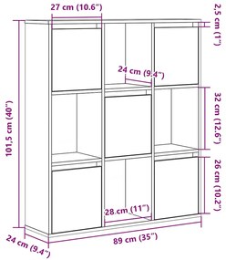 Βιβλιοθήκη Γκρι Σκυροδέματος 89x24x101,5 εκ. Επεξεργ. Ξύλο - Γκρι