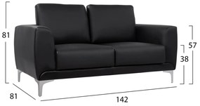 Καναπές Διθέσιος KΕΝΖΙΕ με PU Μαύρο 142x81x81 εκ. 142x81x81 εκ.