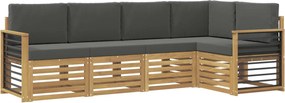vidaXL Σειρά Καναπέ Εξωτερικού 5 pcs Άσπρο και Ανθρακί