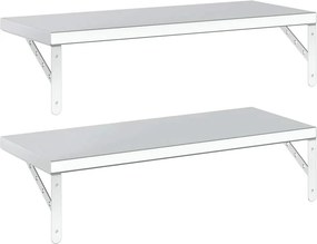 vidaXL Ράφια Τοίχου 2 τεμ. Ασημί 75x30 εκ. Ανοξείδωτο Ατσάλι
