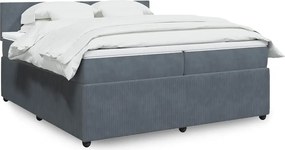 vidaXL Κρεβάτι Boxspring με Στρώμα Σκούρο Γκρι 200x200 εκ. Βελούδινο