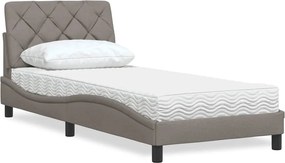 vidaXL Κρεβάτι με Στρώμα Taupe 90x200 εκ. Υφασμάτινο