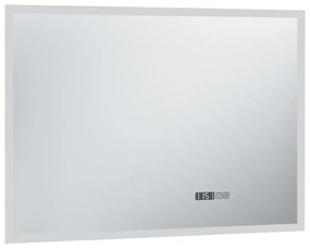 Καθρέφτης Μπάνιου με LED/Αισθητήρα Αφής και Οθόνη Ώρας 100x60εκ - Ασήμι