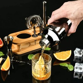 Σετ κοκτέιλ Klausberg KB 7584, 17 τεμάχια, βάση από μπαμπού, γκράφιτ