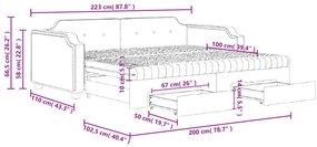 Καναπές Κρεβάτι Συρόμενος Μαύρος 100x200εκ Υφασμάτινος Συρτάρια - Μαύρο