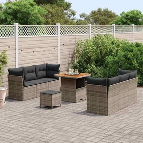 vidaXL Σετ Καναπέ Κήπου 9 pcs Γκρι συνθετικό ρατάν