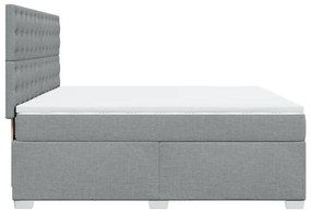 Κρεβάτι Boxspring με Στρώμα Ανοιχτό Γκρι 180x200 εκ. Υφασμάτινο - Γκρι