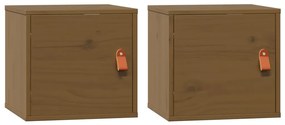 vidaXL Ντουλάπια Τοίχου 2 τεμ.Καφέ μελί31,5x30x30εκ. Μασίφ Ξύλο Πεύκου