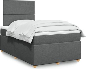 vidaXL Κρεβάτι Boxspring με Στρώμα Σκούρο Γκρι 120x200 εκ. Υφασμάτινο