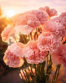 Intra Συλλεκτικό Ξύλινο Παζλ Plywood 4mm - Μπουκέτο με ροζ γαρύφαλλα στο ηλιοβασίλεμα Σε Ξύλινο Κουτί - Διαστάσεις: 10x10 cm – 25 κομμάτια