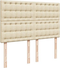 vidaXL Κρεβάτι Boxspring με Στρώμα Κρεμ 140x190 εκ. Υφασμάτινο