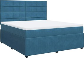 vidaXL Κρεβάτι Boxspring με Στρώμα Μπλε 180x200 εκ. Βελούδινο
