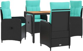 vidaXL Σετ Εξωτερικής Τραπέζης 5 τμχ. Black and Turquoise