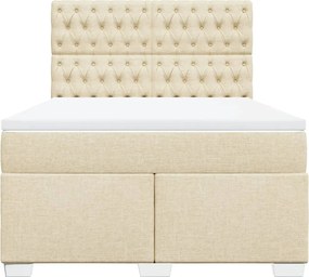 vidaXL Κρεβάτι Boxspring με Στρώμα Κρεμ 140x190 εκ. Υφασμάτινο