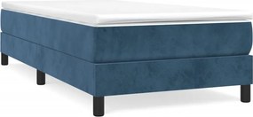 vidaXL Κρεβάτι Boxspring με Στρώμα Σκούρο Μπλε 90x190 εκ. Βελούδινο