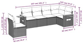 vidaXL Σετ Καναπέ Κήπου 6 τεμ. Μπεζ Συνθετικό Ρατάν με Μαξιλάρια