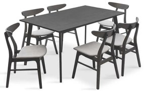 Tραπεζαρία Benson - Orlean pakoworld σετ 7τμχ rustic grey - ύφασμα γκρι 150x90x75εκ