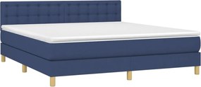 vidaXL Κρεβάτι Boxspring με Στρώμα Μπλε 180x200 εκ. Υφασμάτινο