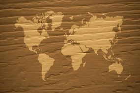 Εικόνα ενός καφέ παγκόσμιου χάρτη σε έναν φελλό - 120x80  peg