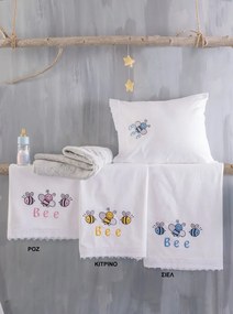 Σεντόνια Βρεφικά 105X160 με Κέντημα Σετ 3 Τεμ.- RYTHMOS Honey Bee Ροζ