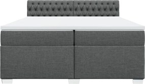 vidaXL Κρεβάτι Boxspring με Στρώμα Σκούρο Γκρι 200x200 εκ. Υφασμάτινο