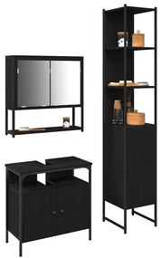 vidaXL Σετ Επίπλων Μπάνιου με ράφι 3 pcs Μαύρη δρυς 33 x 33 x 185.5 εκ