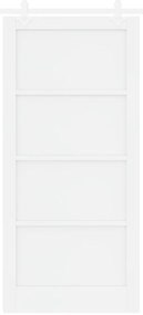 vidaXL Συρόμενη Πόρτα με Σετ Λαβών Λευκή 93x202 εκ. Από Συμπαγές Ξύλο Πεύκου