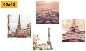 Σετ εικόνων Πύργος του Άιφελ στο Παρίσι - 4x 60x60