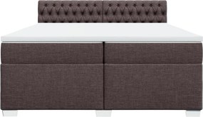 vidaXL Κρεβάτι Boxspring με Στρώμα Σκούρο Καφέ 200x200 εκ. Υφασμάτινο