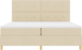 vidaXL Κρεβάτι με ελατήρια με στρώμα Κρεμ 200 x 200 cm ύφασμα