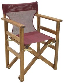 Καρέκλα-πολυθρόνα σκηνοθέτη Retto pakoworld μασίφ ξύλο οξιάς καρυδί-πανί μπορντό