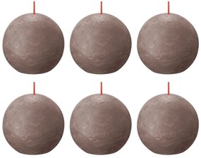 Bolsius Κεριά Σφαίρα Ρουστίκ Shine 6 τεμ. Ρουστίκ Taupe 76x71 χιλ.