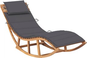 vidaXL Ξαπλώστρα Κουνιστή από Μασίφ Ξύλο Teak με Μαξιλάρι
