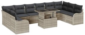 vidaXL Σετ Καναπέ Κήπου με μαξιλάρι 11 pcs Ανοιχτό γκρι Πολυ ράταν