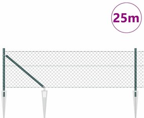 vidaXL Φράχτης από αλυσίδα με στήλες Πράσινο 0.4 x 25 μ Ατσάλι