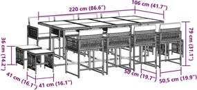 vidaXL Σετ Τραπεζαρίας Κήπου 13 τεμ. Καφέ από Συνθ. Ρατάν με Μαξιλάρια
