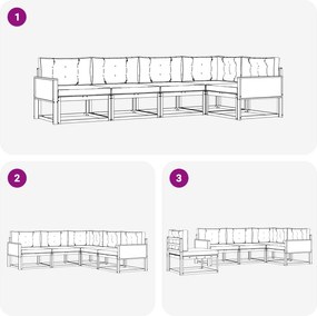 vidaXL Σειρά Καναπέ Εξωτερικού 5 pcs Φυσικό και Ανθρακί