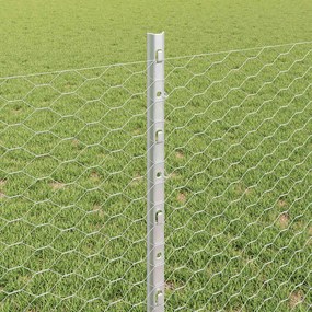 vidaXL Εξωτερική εξάγωνη περίφραξη με στήλη 25 x 0,8 m Ασημί Δίχτυ